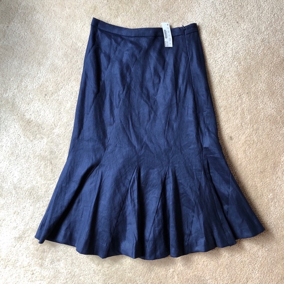 J. Crew Navy Linen Fluted Skirt - Picture 4 of 7